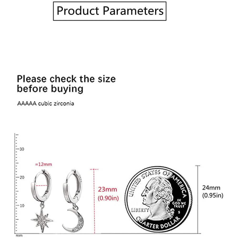 Women's Moon Star Pendant Small Hoop Earrings DailySale