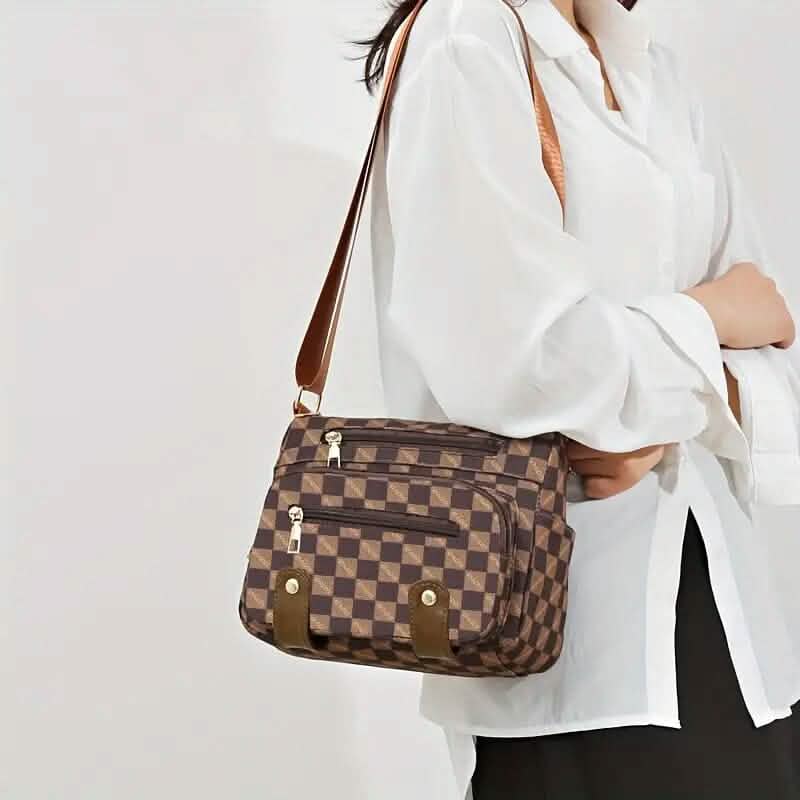 Women's Multi Pocket Plaid Pattern Crossbody Bag DailySale
