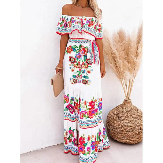 Women's Off Shoulder Print Dress DailySale
