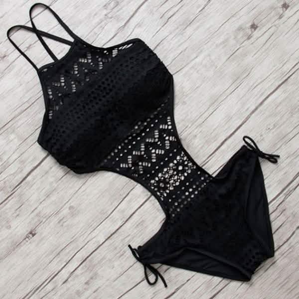 Women's One-Piece Bikini Solid Crochet Swimsuit DailySale