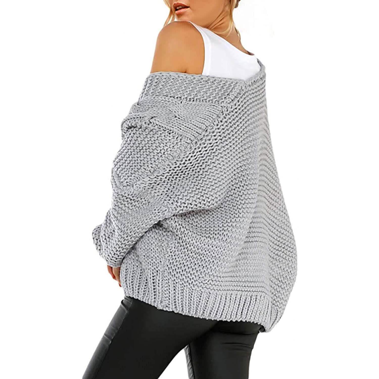 Womens Open Front Long Sleeve Chunky Knit Cardigan Sweaters Loose Outwear Coat DailySale