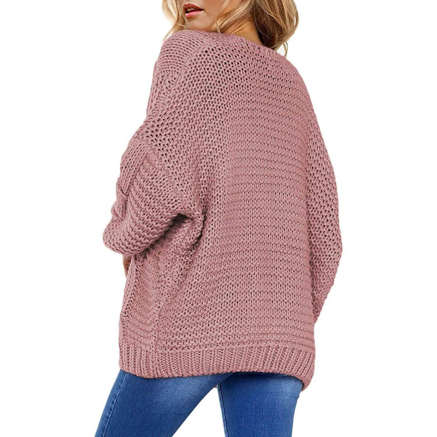 Womens Open Front Long Sleeve Chunky Knit Cardigan Sweaters Loose Outwear Coat DailySale