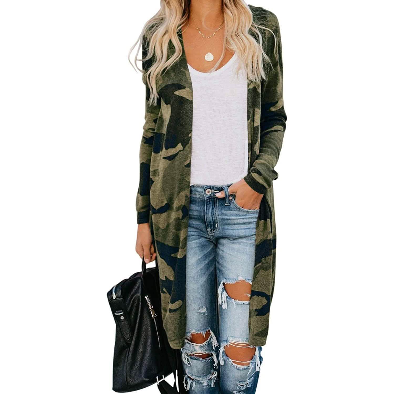 Women's  Open Front Printed Cardigans Sweaters Thin Coats Jackets Outerwear DailySale