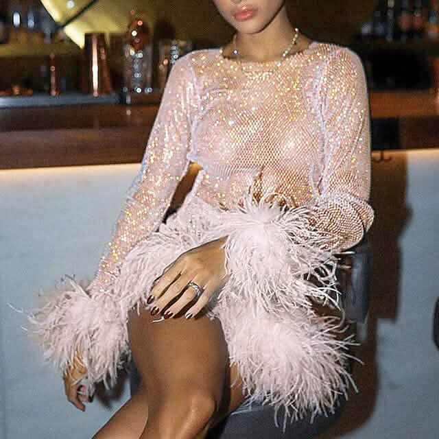Women‚Äòs Party Feather Dress DailySale