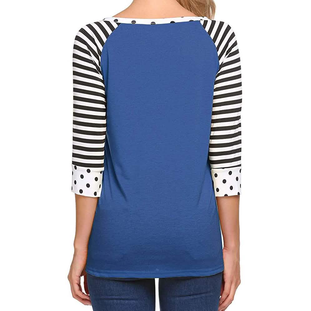 Women's Polka Dots Striped 3/4 Sleeve Top DailySale