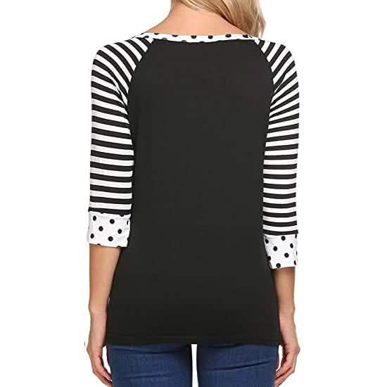 Women's Polka Dots Striped 3/4 Sleeve Top DailySale