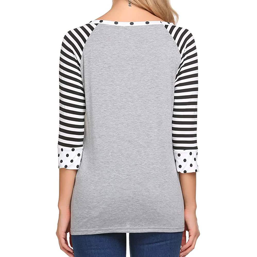 Women's Polka Dots Striped 3/4 Sleeve Top DailySale