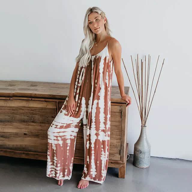 Women's Printed Jumpsuit Wide-Leg Leisure Pants DailySale