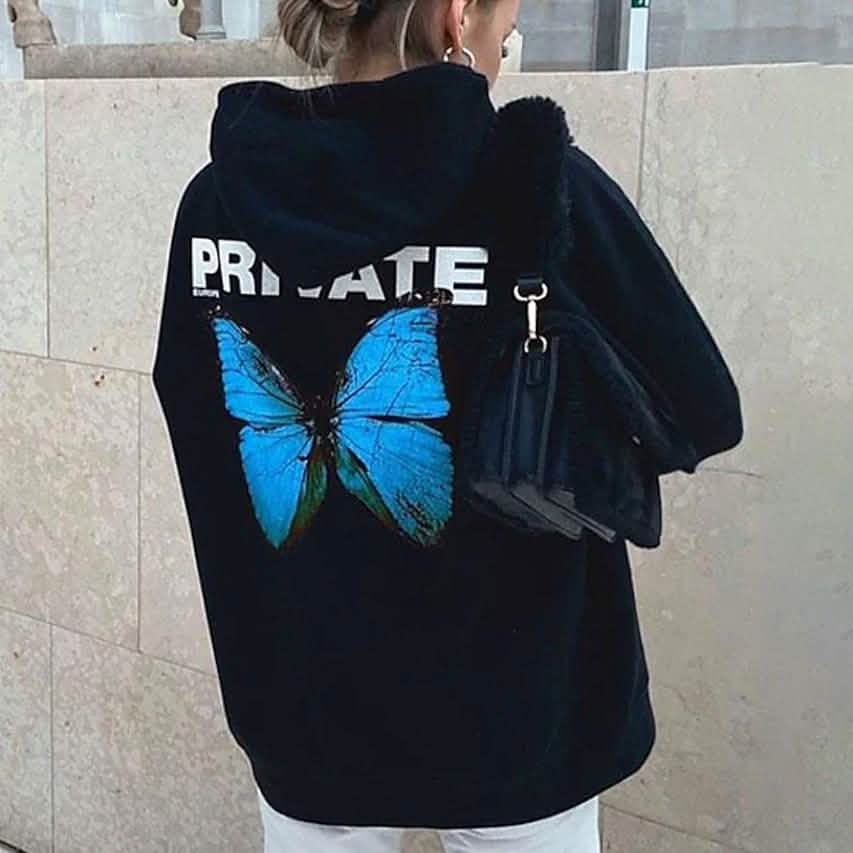 Women's Pullover Butterfly Text Lip Print Hoodies DailySale