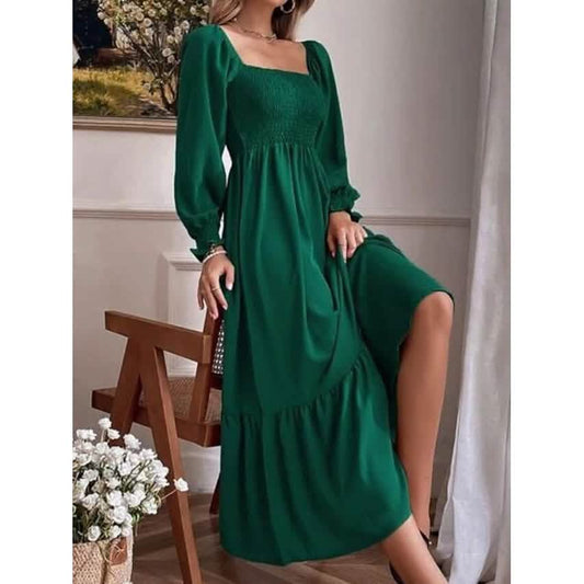 Women's Ruffle Autumn Winter Swing Midi Dress DailySale