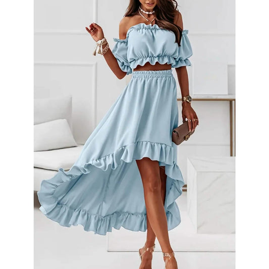 Women's Sexy Boho Solid Color Casual Dress Two Piece DailySale