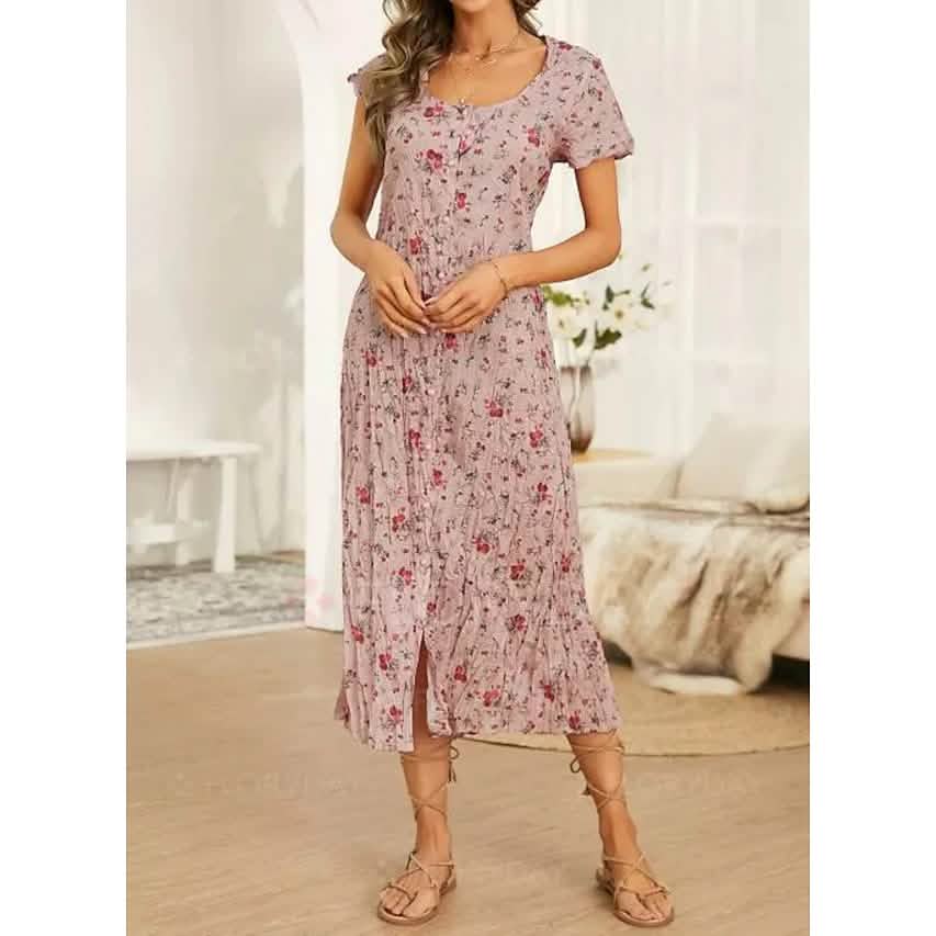 Women's Shift Short Sleeve Floral Print Dress DailySale