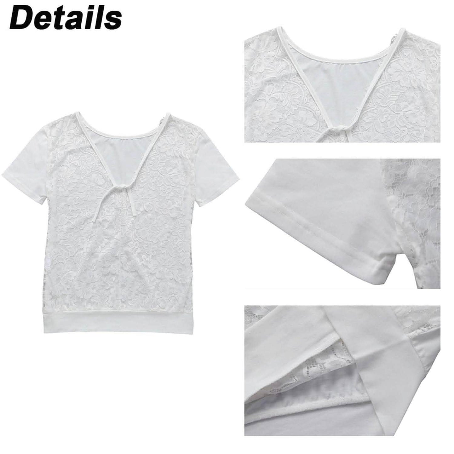Women's Short Sleeve Back Lace Top Blouse DailySale