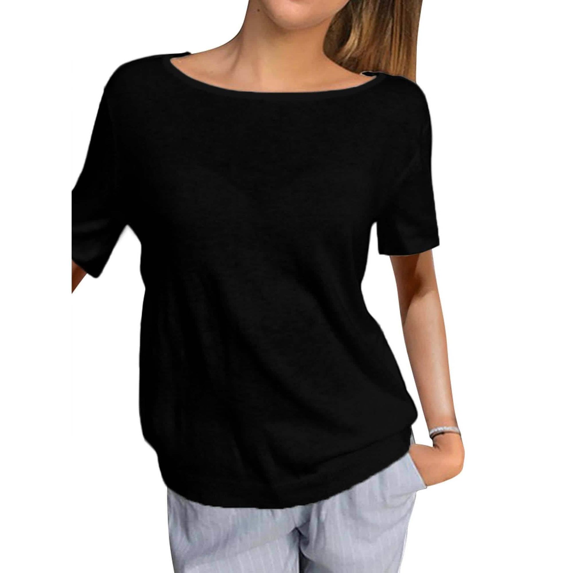 Women's Short Sleeve Back Lace Top Blouse DailySale