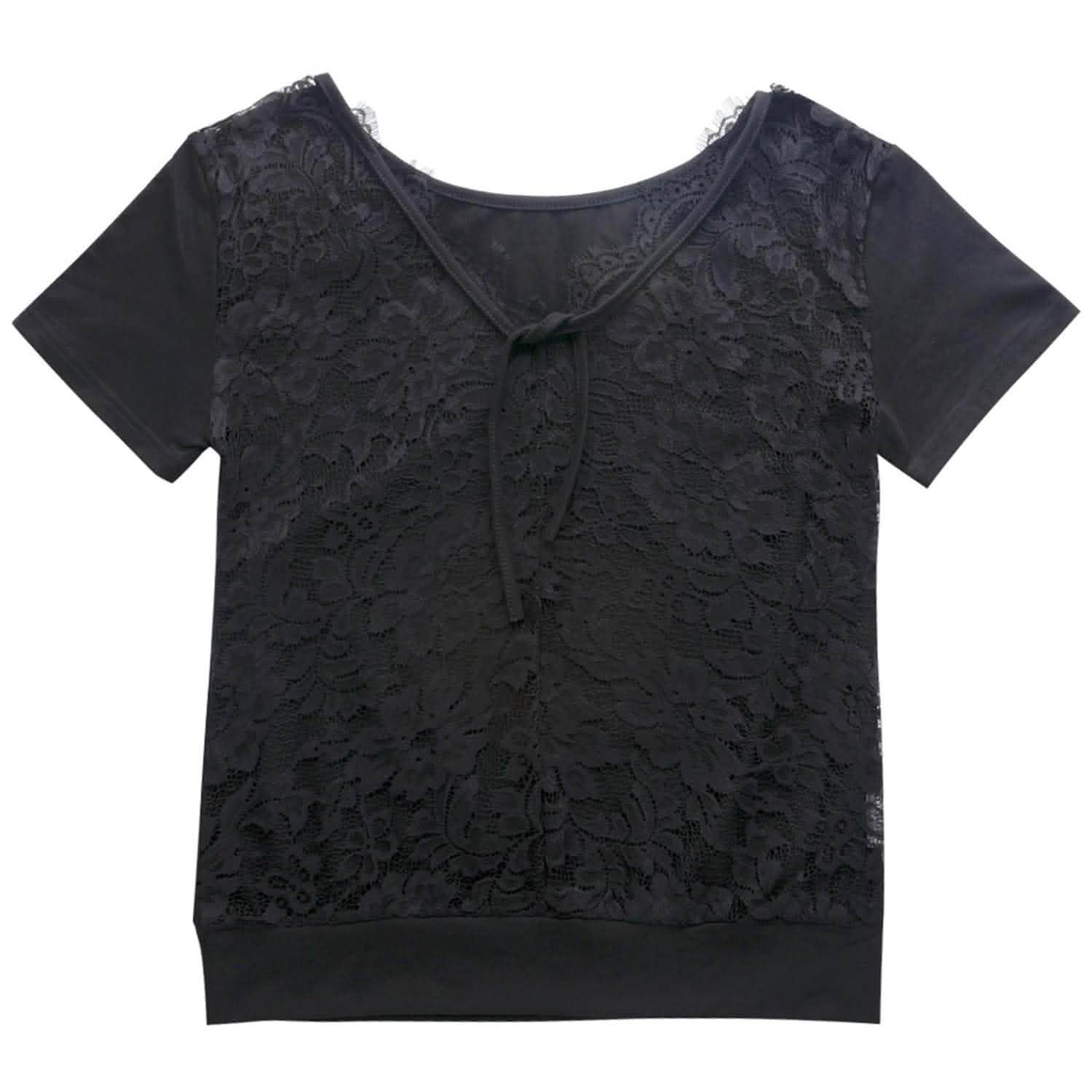 Women's Short Sleeve Back Lace Top Blouse DailySale