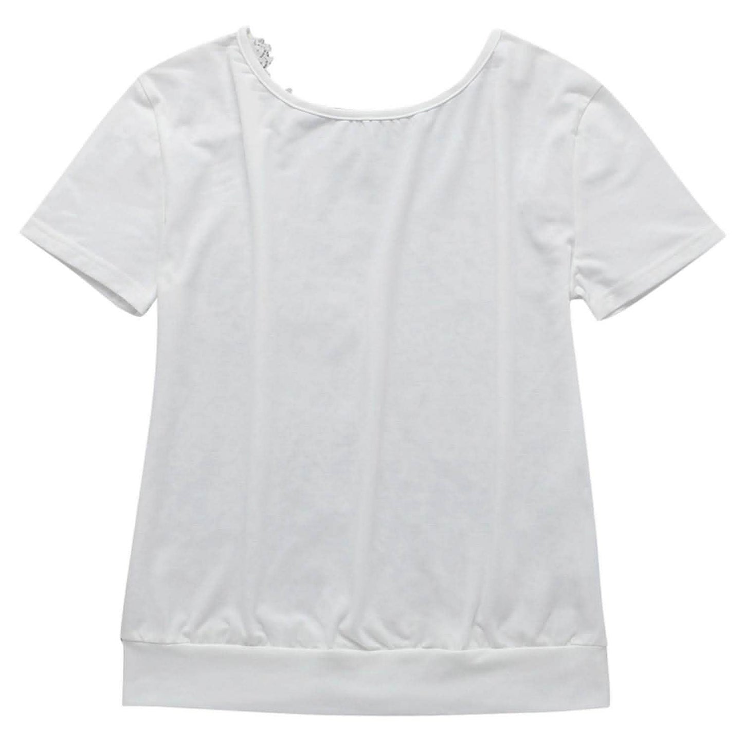 Women's Short Sleeve Back Lace Top Blouse DailySale