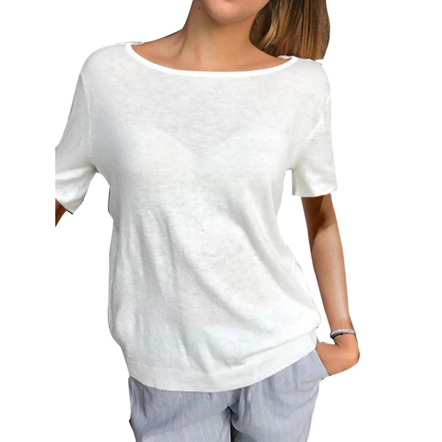 Women's Short Sleeve Back Lace Top Blouse DailySale