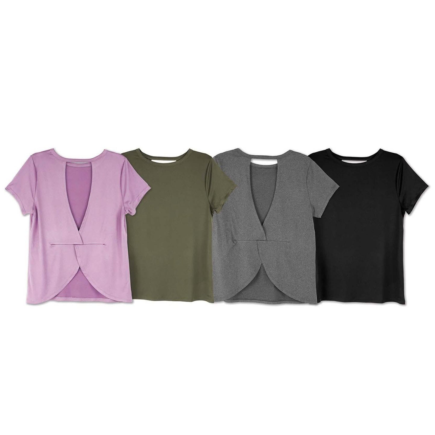 Women's Short Sleeve Criss Cross Open Back Solid T-Shirt Blouse DailySale
