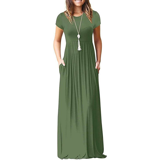 Women's Short Sleeve Loose Casual Long Dresses with Pockets DailySale