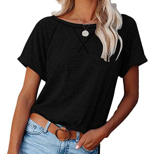 Women's Short Sleeve Raglan Crewneck T Shirts DailySale