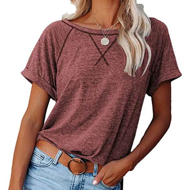 Women's Short Sleeve Raglan Crewneck T Shirts DailySale