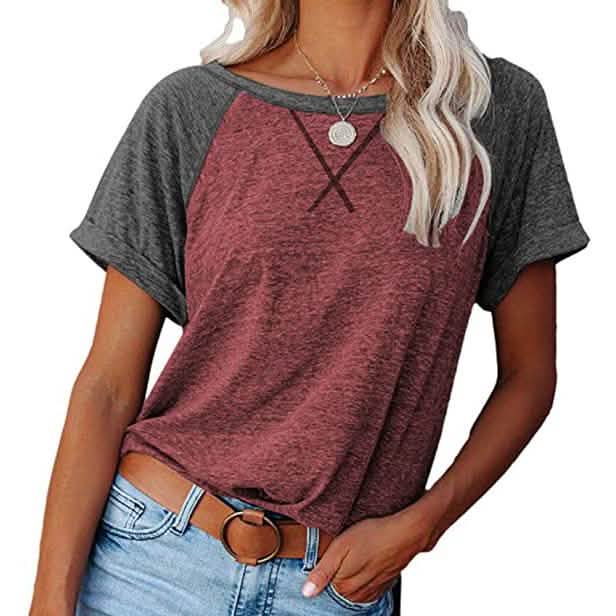 Women's Short Sleeve Raglan Crewneck T Shirts DailySale