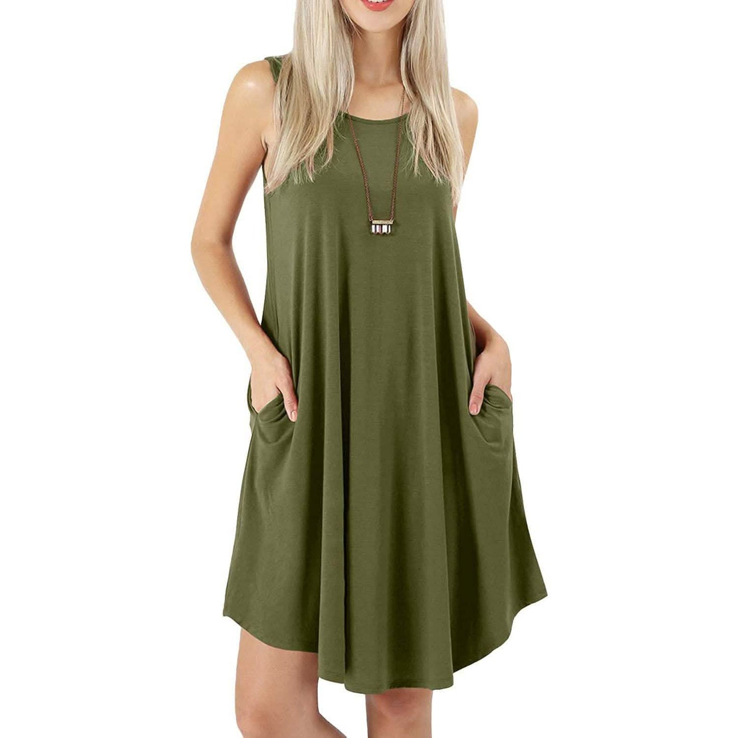 Women's Sleeveless Pockets Casual Swing T-Shirt Short Dresses DailySale