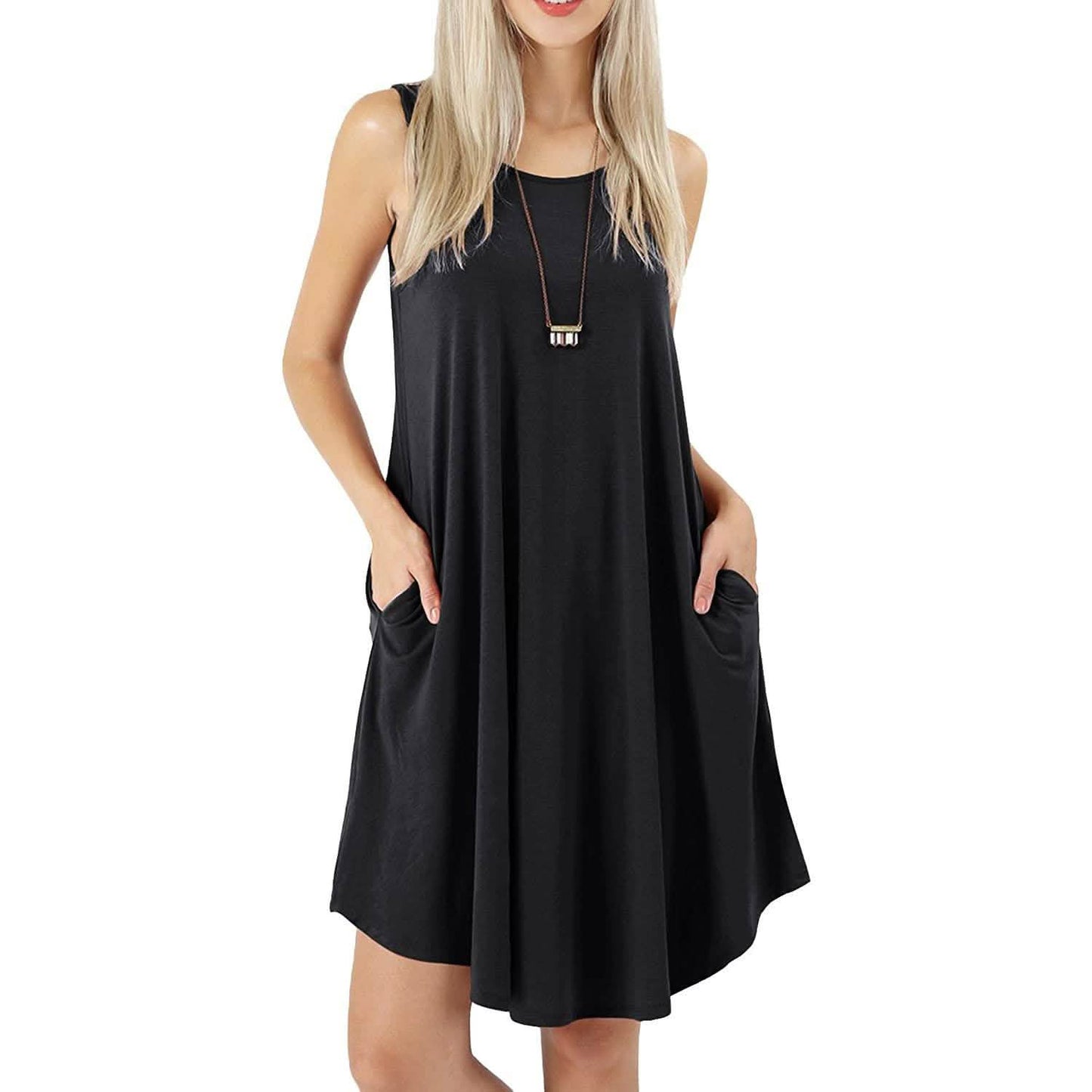 Women's Sleeveless Pockets Casual Swing T-Shirt Short Dresses DailySale