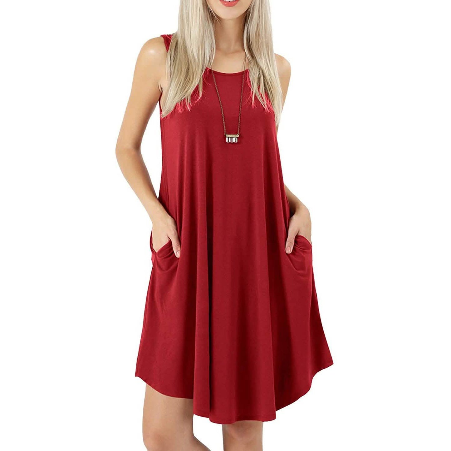Women's Sleeveless Pockets Casual Swing T-Shirt Short Dresses DailySale