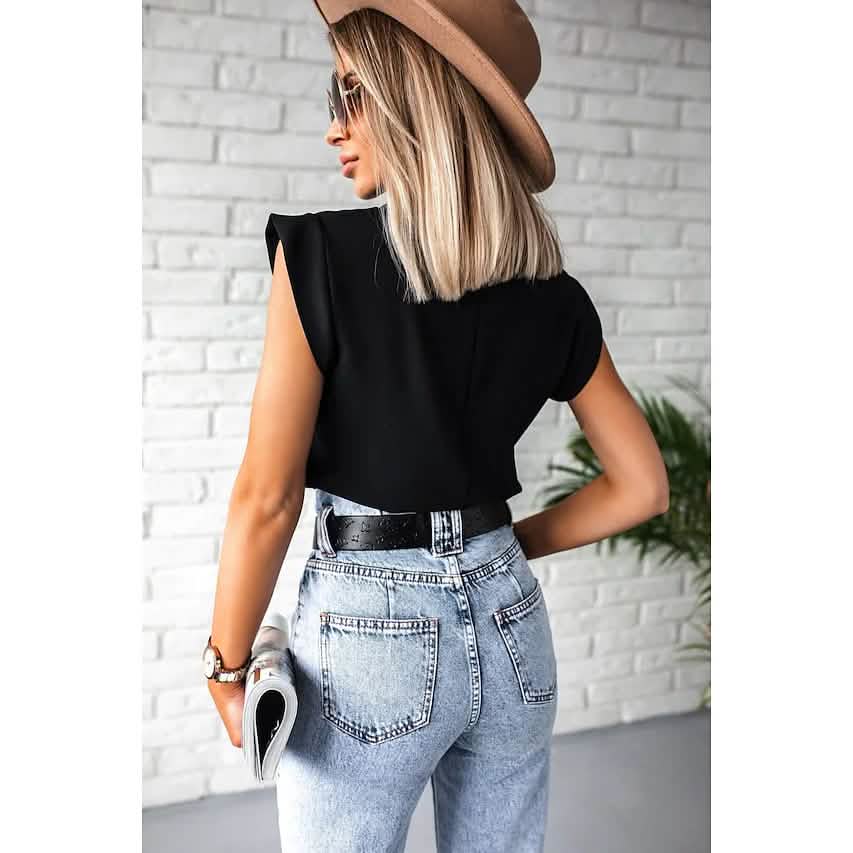 Women's Solid Color Patchwork Stand Collar Top DailySale