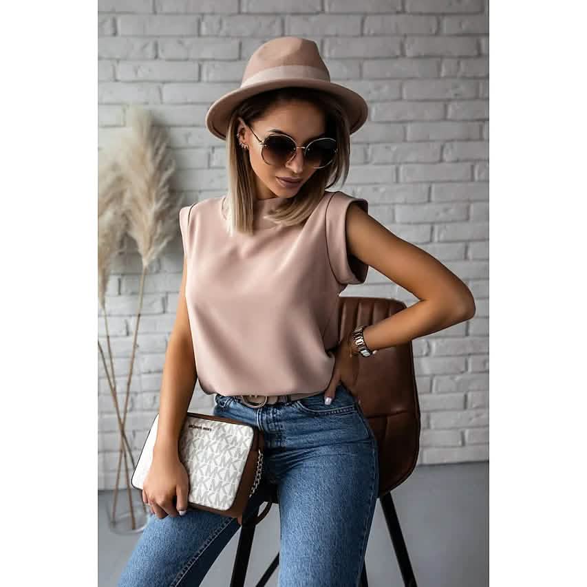 Women's Solid Color Patchwork Stand Collar Top DailySale