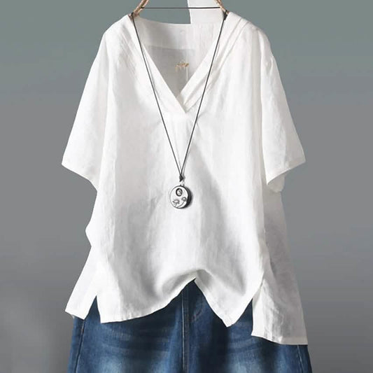 Women's Solid Half Sleeve V Neck Shirt Top DailySale