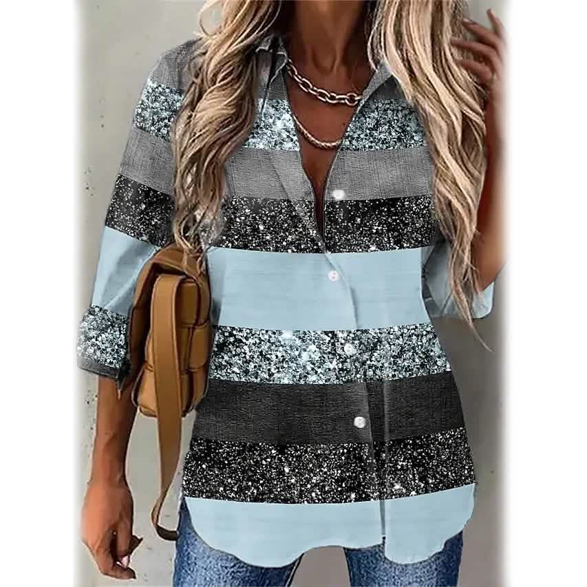 Women's Striped Casual Long Sleeve Shirt DailySale