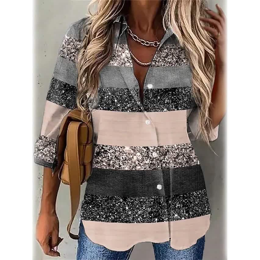 Women's Striped Casual Long Sleeve Shirt DailySale