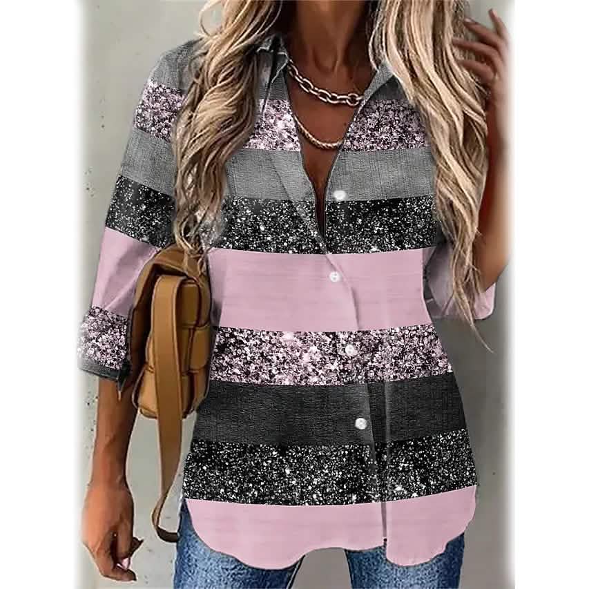 Women's Striped Casual Long Sleeve Shirt DailySale