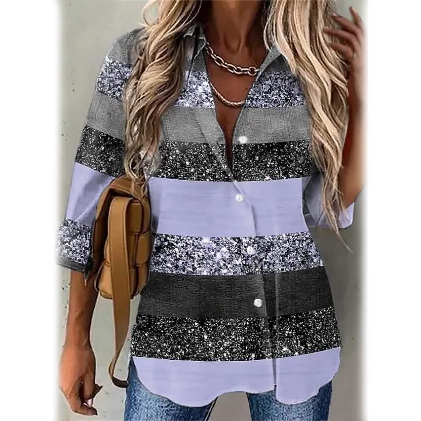 Women's Striped Casual Long Sleeve Shirt DailySale