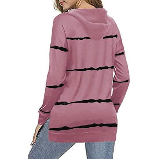 Women's Striped Printed Long Sleeve Drawstring Pullover Hoodie DailySale