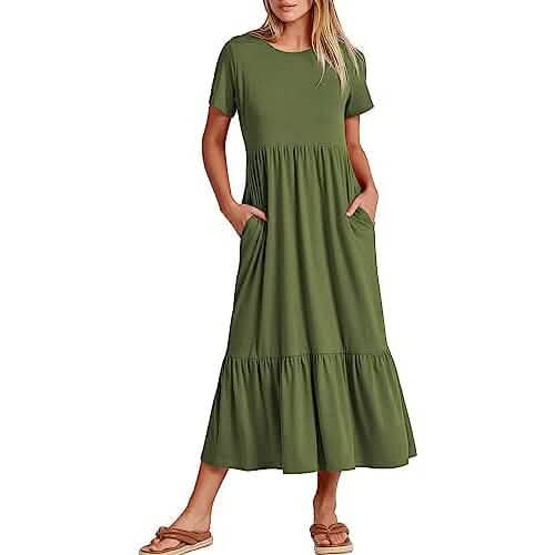 Women's Summer Casual Short Sleeve Crewneck Swing Dress DailySale