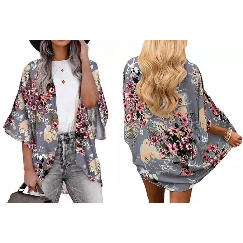 Women's Summer Kimono Cardigan Cover Up in Leopard and Floral DailySale