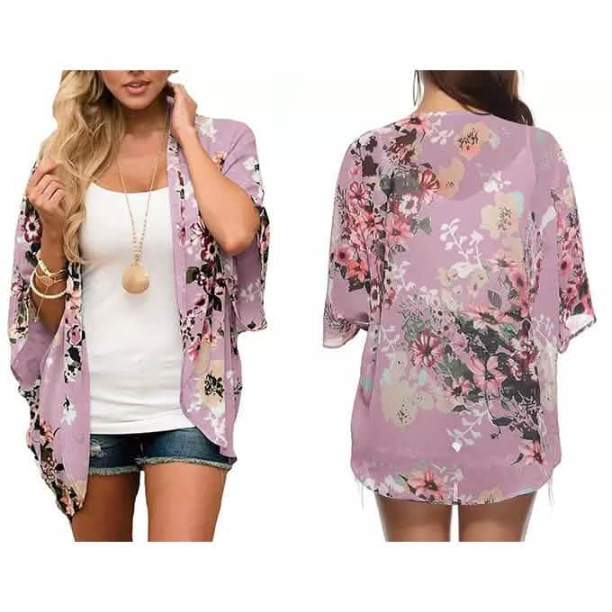 Women's Summer Kimono Cardigan Cover Up in Leopard and Floral DailySale