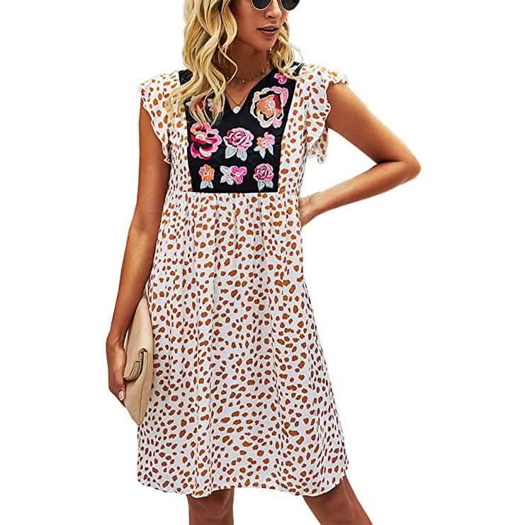 Women's Summer Leopard V Neck Bohemia Dress DailySale