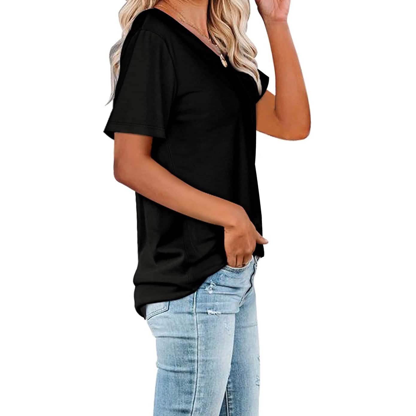 Women's Summer Short Sleeve Crew Neck Pocket Top DailySale