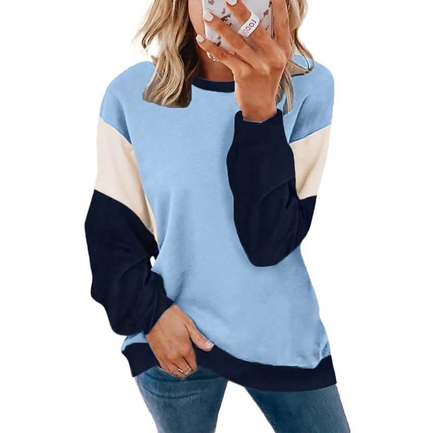 Women's Sweatshirt Pullover Color Block Patchwork DailySale