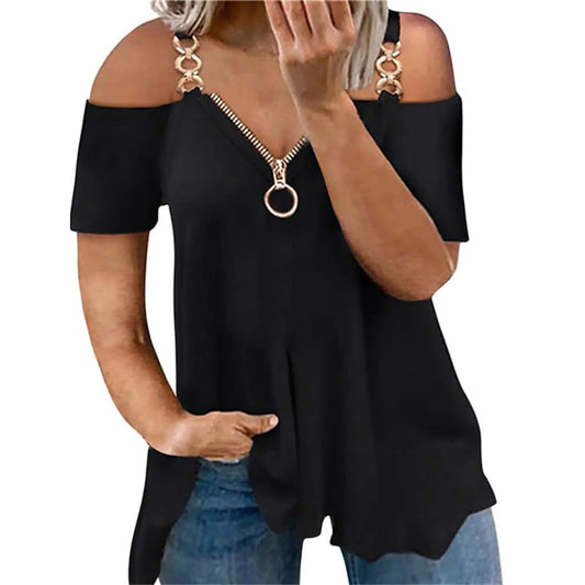 Women's Tailored Zip Crew Neck Plus Size Top DailySale