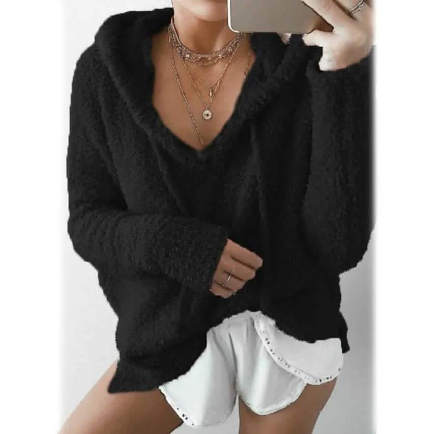 Women's Teddy Coat Plain Daily Basic Loose Hoodie DailySale