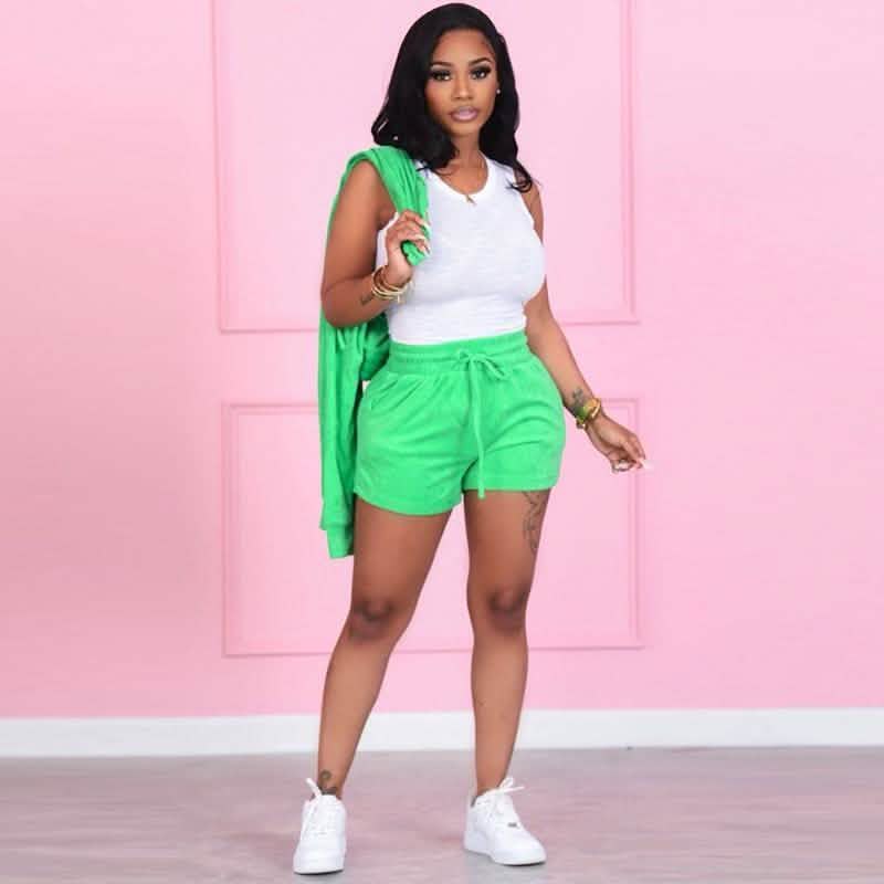 Women's Tracksuits Casual Sportswear Neon Two-Piece Short Sets DailySale