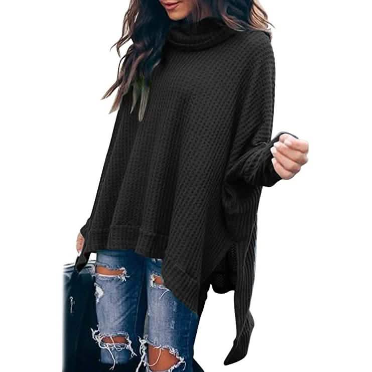 Women's Turtle Cowl Neck Long Batwing Sleeve Sweater DailySale