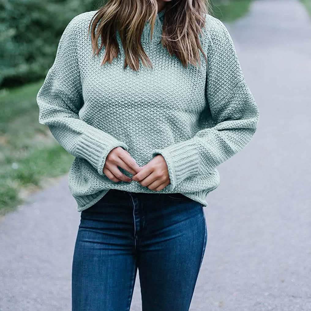 Women's Turtleneck Batwing Sleeve Loose Oversized Chunky Knitted Pullover Sweater Jumper Tops DailySale