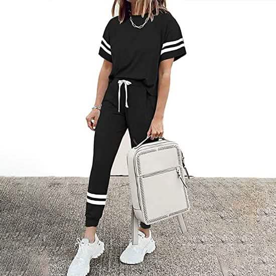 Women's Two Piece Outfits Casual Tracksuits Short Sleeve Sweatsuits with Pockets DailySale
