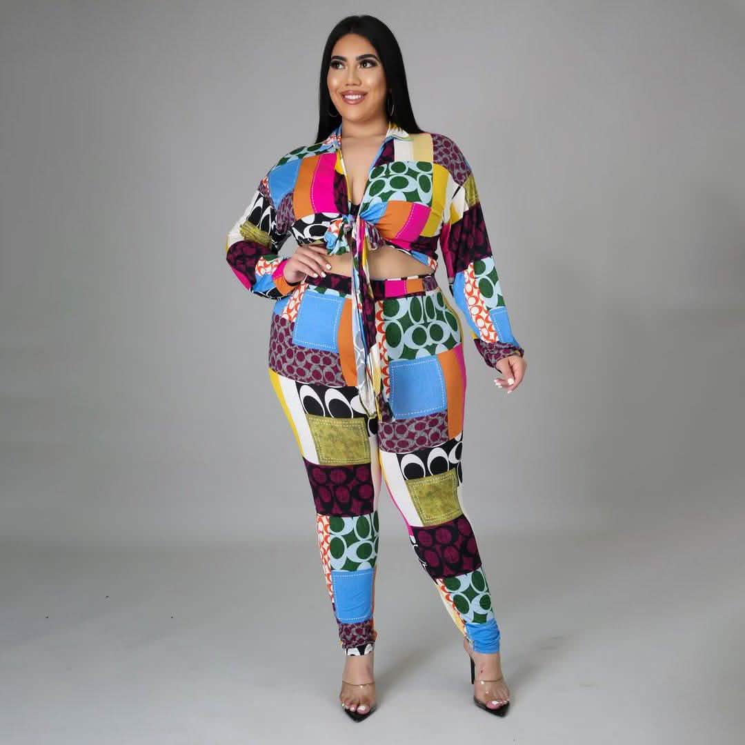 Women's Two-Piece Stretch Set Long Sleeve Crop Top DailySale